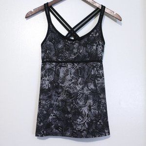 CHAMPION WORKOUT BLACK & WHITE SWIRL STRAPPY TANK, ATHLETIC XS